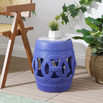 Lucky Coins 16" Chinese Ceramic Drum Garden Stool - JONATHAN Y